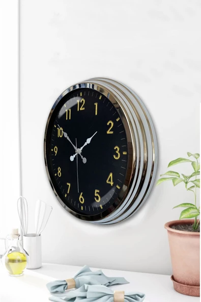 Kasva Concept Hediyelik 40 Cm Krom Metal Ofis Duvar Saati - 2