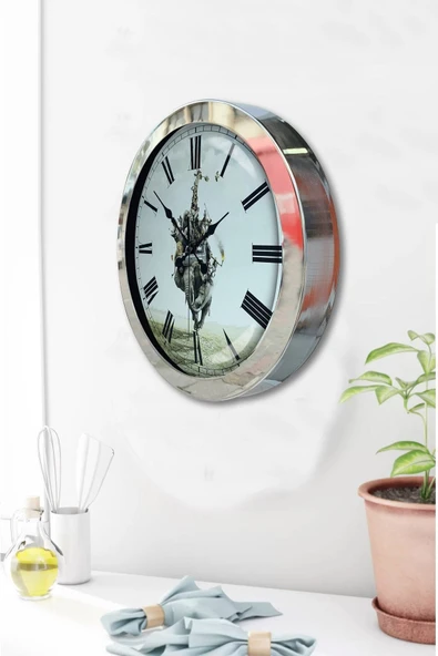 Kasva Concept Hediyelik 36 Cm Krom Metal Hayvanlar Alemi Duvar Saati - 2