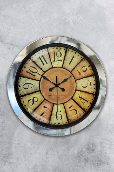 Kasva Concept Hediyelik 36 Cm Krom Metal Eskitme Duvar Saati