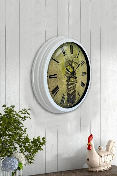 Kasva Concept Hediyelik 40 Cm Beyaz Metal Kitap Duvar Saati - 1