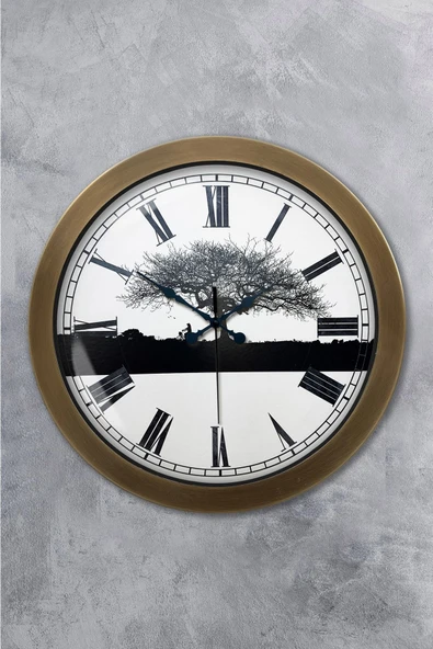 Kasva Concept Hediyelik 36 Cm Eskitme Metal Wall Clock Duvar Saati - 1
