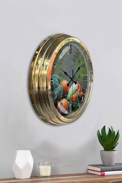 Kasva Concept Hediyelik 40 Cm Gold Metal Mutfak Duvar Saati - 4