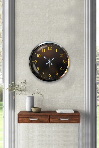 Kasva Concept Hediyelik 40 Cm Krom Metal Ofis Duvar Saati - 3