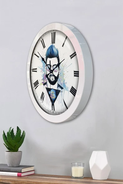 Kasva Concept Hediyelik 36 Cm Beyaz Metal Karakter Duvar Saati - 3