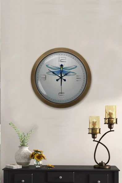 Kasva Concept Hediyelik 36 Cm Eskitme Metal Böcek Duvar Saati