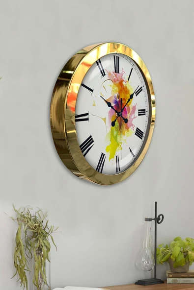 Kasva Concept Hediyelik 36 Cm Gold Metal Dizayn Duvar Saati - 4