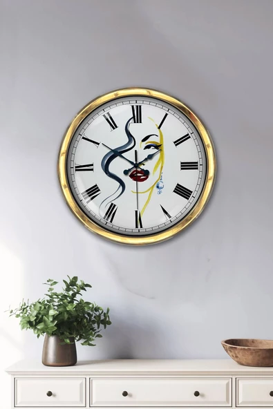 Kasva Concept Hediyelik 40 Cm Gold Metal Kadın Güzellik Duvar Saati - 2