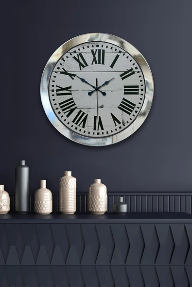 Kasva Concept 36 Cm Krom Metal Beyaz Romen Duvar Saati - 1