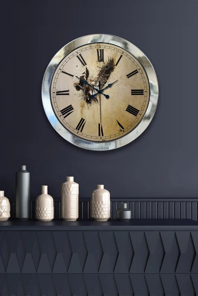 Kasva Concept Hediyelik 36 Cm Krom Metal Tasarım Duvar Saati