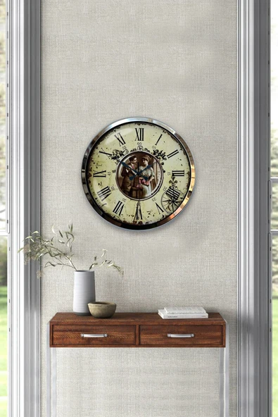 Kasva Concept Hediyelik 40 Cm Krom Metal Nostalji Duvar Saati - 2