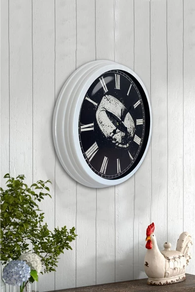 Kasva Concept Hediyelik 40 Cm Beyaz Metal Yüzük Duvar Saati