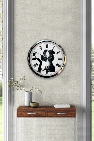 Kasva Concept Hediyelik 40 Cm Krom Metal Sanatsal Duvar Saati - 3