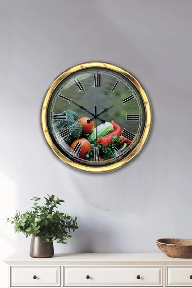Kasva Concept Hediyelik 40 Cm Gold Metal Mutfak Duvar Saati - 2