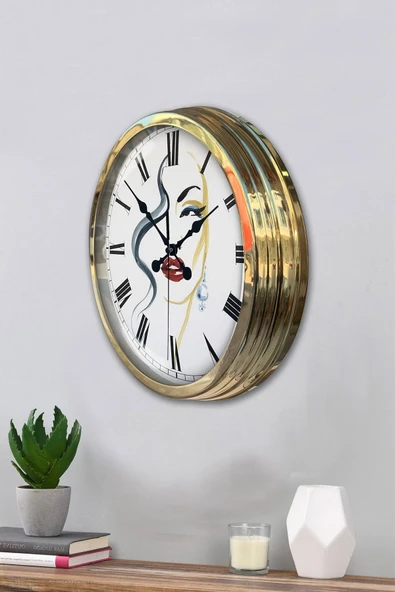 Kasva Concept Hediyelik 40 Cm Gold Metal Kadın Güzellik Duvar Saati - 3