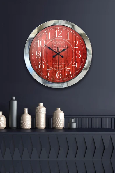 Kasva Concept Hediyelik 36 Cm Krom Metal Boston 2 Duvar Saati