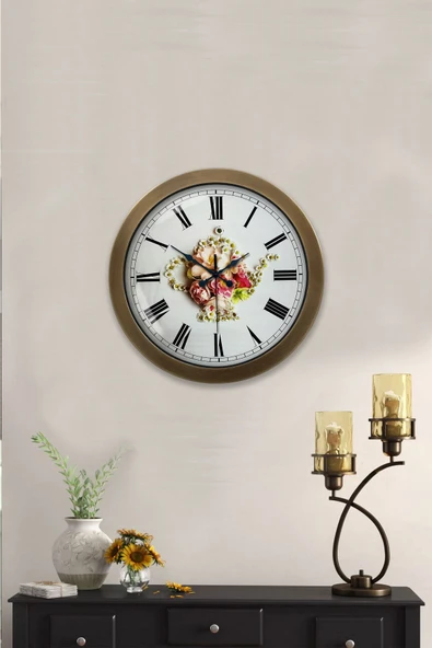 Kasva Concept Hediyelik 36 Cm Eskitme Metal Papatya Duvar Saati - 2