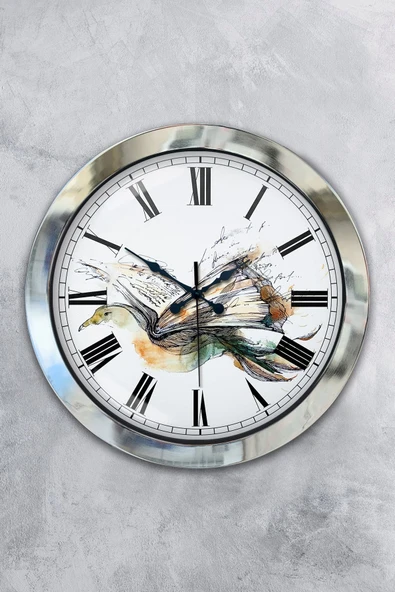 Kasva Concept Hediyelik 36 Cm Krom Metal Kütüphane Duvar Saati