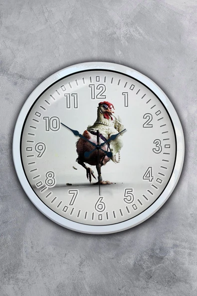 Kasva Concept Hediyelik 40 Cm Beyaz Metal Horoz Duvar Saati