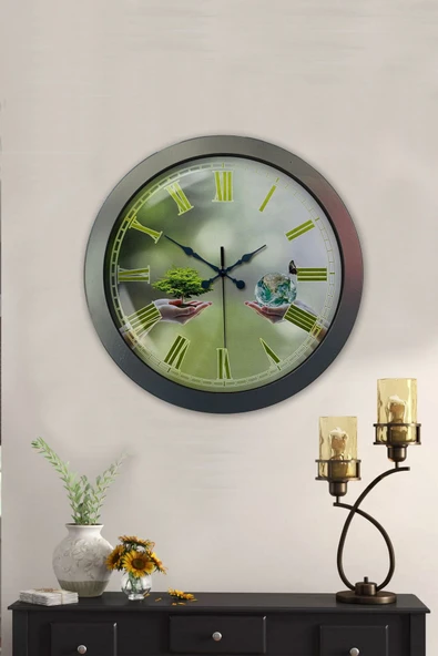 Kasva Concept Hediyelik 36 Cm Siyah Metal Iklim Temalı Duvar Saati - 2