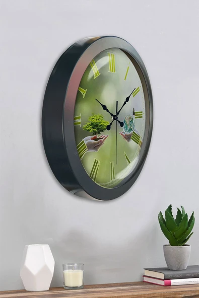Kasva Concept Hediyelik 36 Cm Siyah Metal Iklim Temalı Duvar Saati - 4