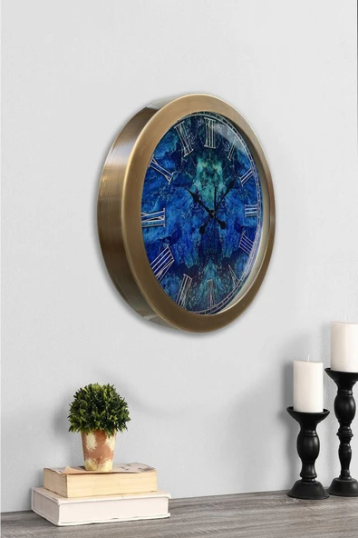 Kasva Concept Hediyelik 36 cm Eskitme Metal Blue Duvar Saati