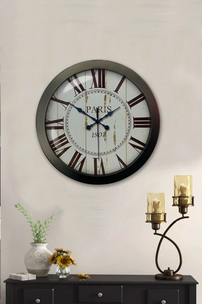 Kasva Concept Hediyelik 36 Cm Siyah Metal Paris 1807 Duvar Saati