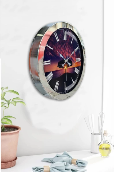 Kasva Concept Hediyelik 36 Cm Krom Metal Ağaç Duvar Saati - 4