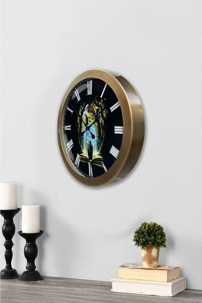 Kasva Concept 36 cm Eskitme Metal Kitap - Insan Duvar Saati - 3