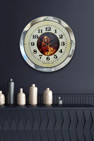 Kasva Concept Hediyelik 36 Cm Krom Metal Tablo Kadın Duvar Saati - 1
