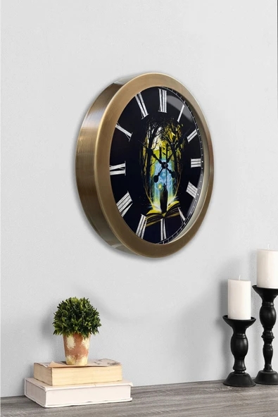 Kasva Concept 36 cm Eskitme Metal Kitap - Insan Duvar Saati - 2