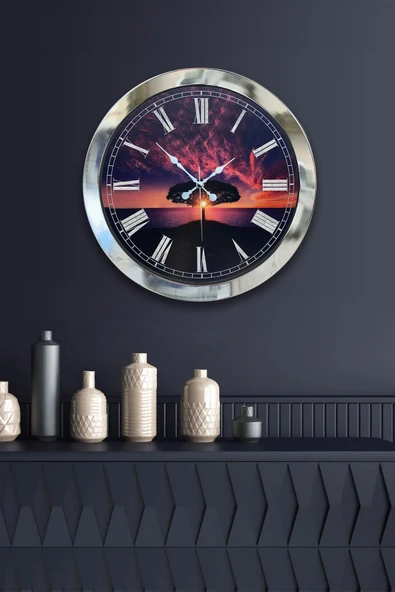 Kasva Concept Hediyelik 36 Cm Krom Metal Ağaç Duvar Saati - 2