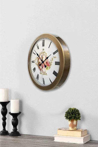 Kasva Concept Hediyelik 36 Cm Eskitme Metal Papatya Duvar Saati - 3