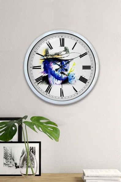 Kasva Concept Hediyelik 40 Cm Beyaz Metal Karakter Duvar Saati - 3