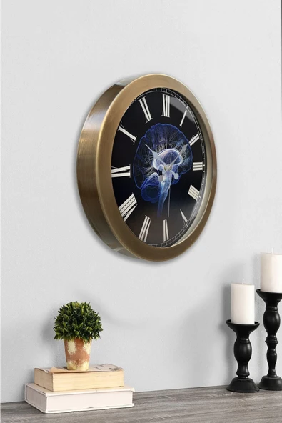 Kasva Concept 36 cm Eskitme Metal Beyin Duvar Saati