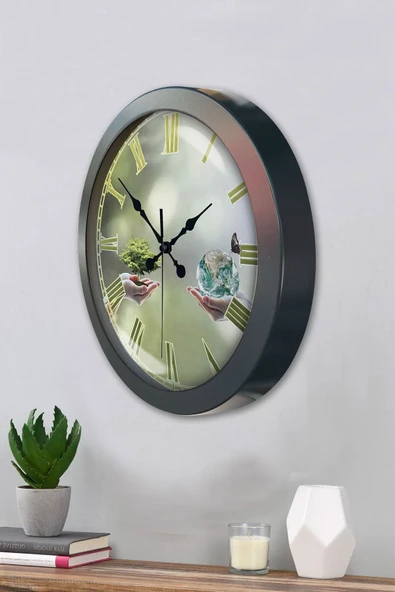 Kasva Concept Hediyelik 36 Cm Siyah Metal Iklim Temalı Duvar Saati - 3