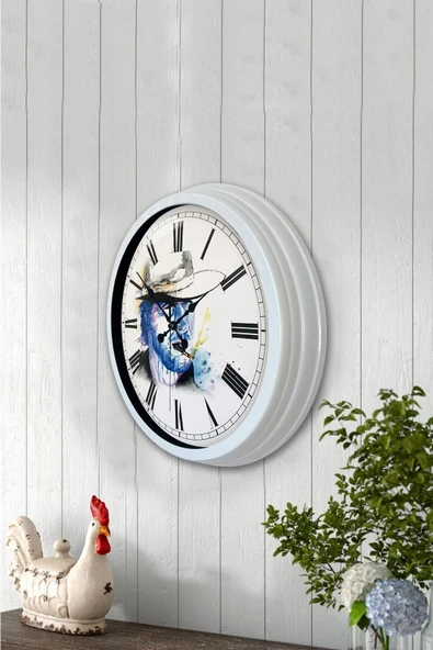 Kasva Concept Hediyelik 40 Cm Beyaz Metal Karakter Duvar Saati - 2