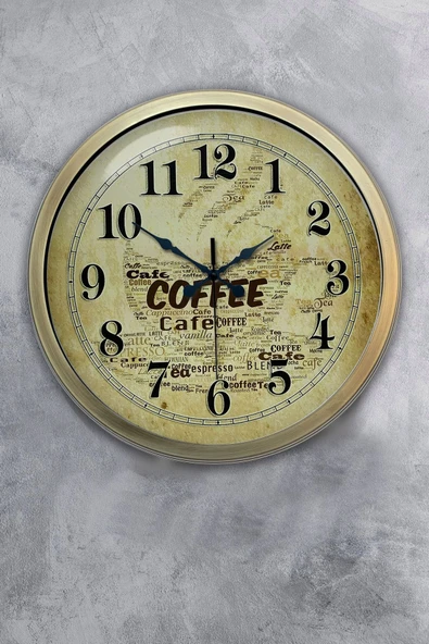 Kasva Concept Hediyelik 40 Cm Eskitme Metal Kahve Duvar Saati
