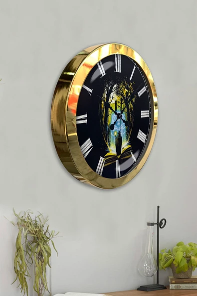 Kasva Concept Hediyelik 36 Cm Gold Metal Kitap - Insan Duvar Saati - 4