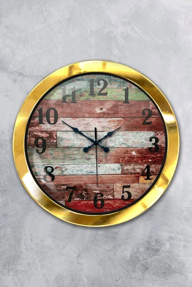 Kasva Concept Hediyelik 36 Cm Gold Metal Kütük Duvar Saati
