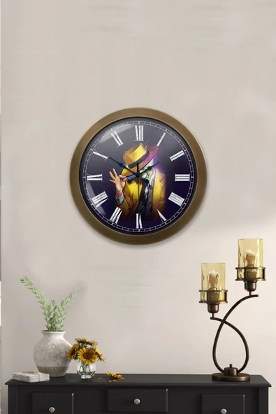 Kasva Concept Hediyelik 36 Cm Eskitme Metal Maske Duvar Saati - 3
