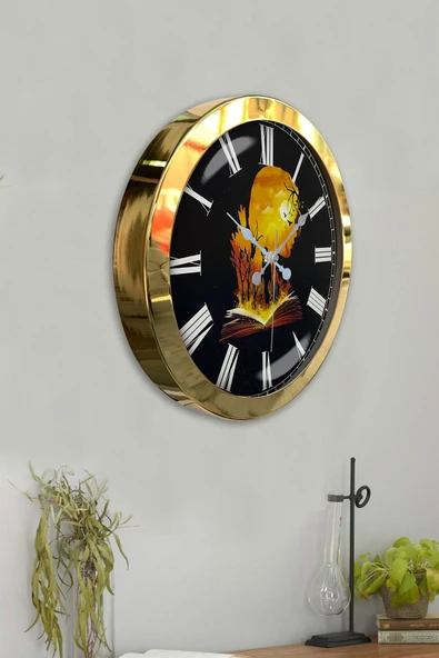 Kasva Concept 36 Cm Gold Metal Kitap - Insan Duvar Saati - 4