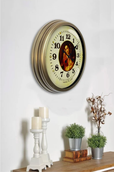 Kasva Concept 40 Cm Eskitme Metal Tablo Kadın Duvar Saati - 2