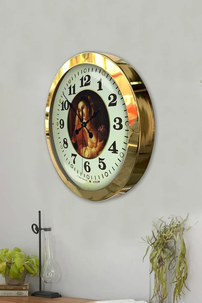 Kasva Concept 36 Cm Gold Metal Tablo Kadın Duvar Saati - 2