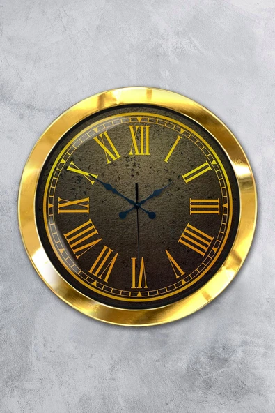 Kasva Concept Hediyelik 36 Cm Gold Metal Yellow Duvar Saati - 1
