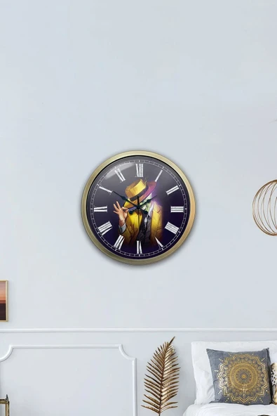 Kasva Concept Hediyelik 40 Cm Eskitme Metal Maske Duvar Saati - 3