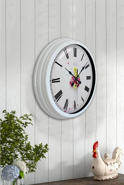 Kasva Concept Hediyelik 40 Cm Beyaz Metal Balerin Duvar Saati - 4
