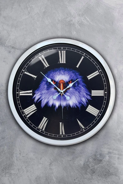 Kasva Concept Hediyelik 40 Cm Beyaz Metal Kartal Duvar Saati - 1