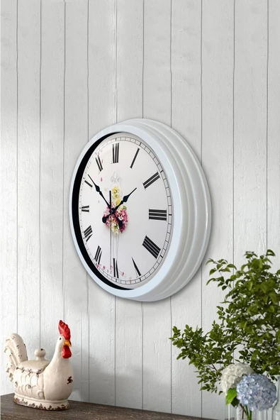 Kasva Concept Hediyelik 40 Cm Beyaz Metal Balerin Duvar Saati - 3