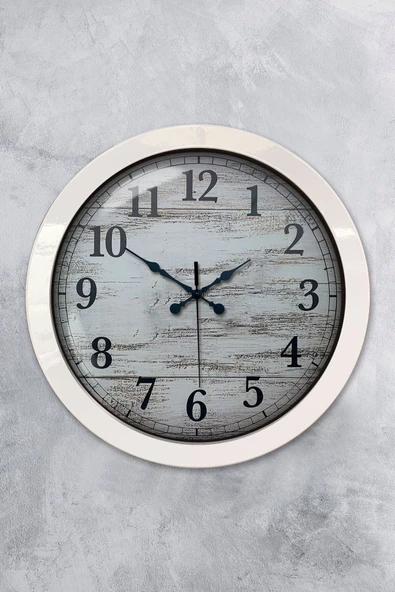 Kasva Concept Hediyelik 36 Cm Beyaz Metal Eskitme Duvar Saati
