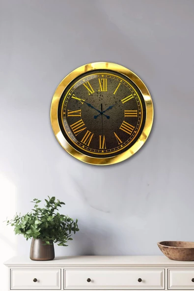 Kasva Concept Hediyelik 36 Cm Gold Metal Yellow Duvar Saati - 2